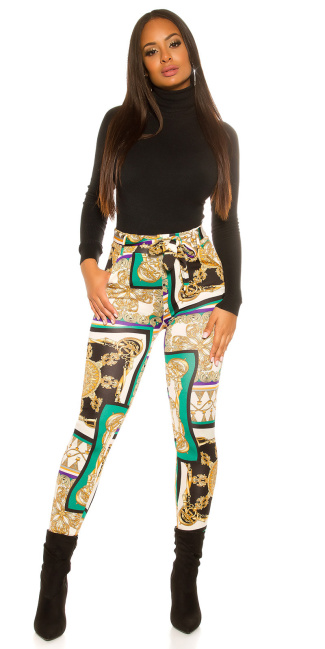 Trendy cloth pants with belt Green
